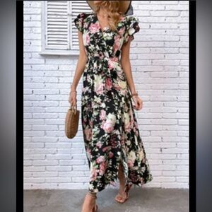 Lilian floral print hi-low maxi dress